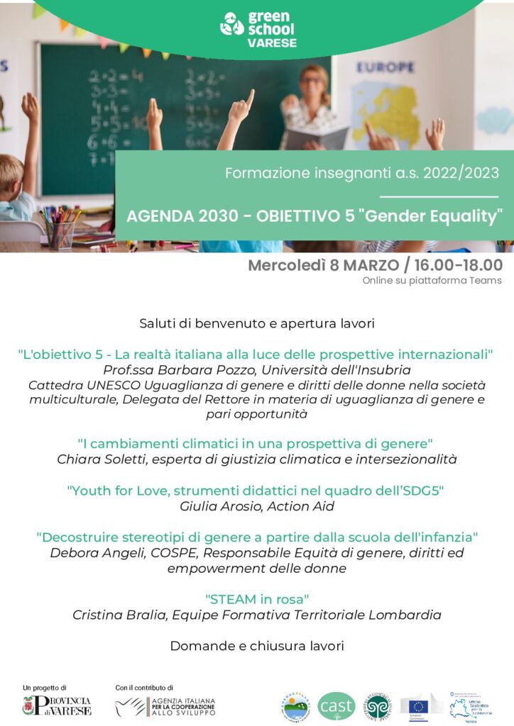 COMUNICAZIONE INTERNA N.153: Formazione Green School SDG5 – Gender Equality – 8 marzo 2023.