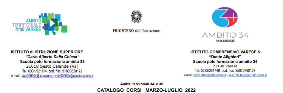 COMUNICAZIONE INTERNA N.185: Formazione docenti ambiti 34 e 35 anno 2022. Corsi a libera scelta da parte dei docenti (da piattaforme di ambito). Iscrizione entro 10 aprile 2022.